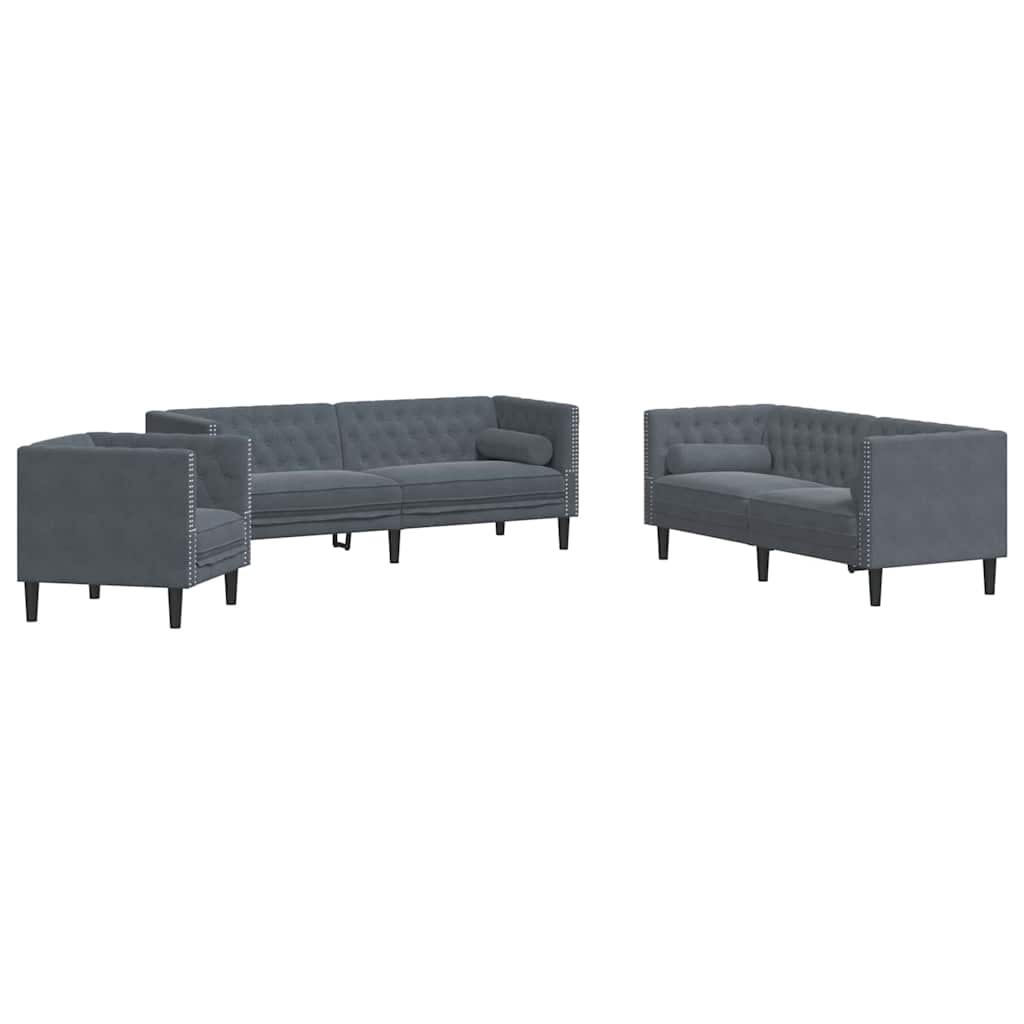 Divano per Soggiorno 3 pcs Grigio scuro 194 x 74,5 x 70,5 cm | homemem39
