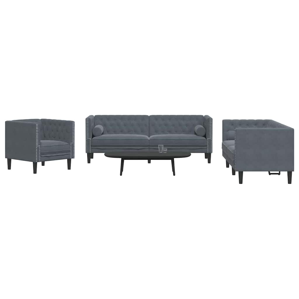 Divano per Soggiorno 3 pcs Grigio scuro 194 x 74,5 x 70,5 cm | homemem39