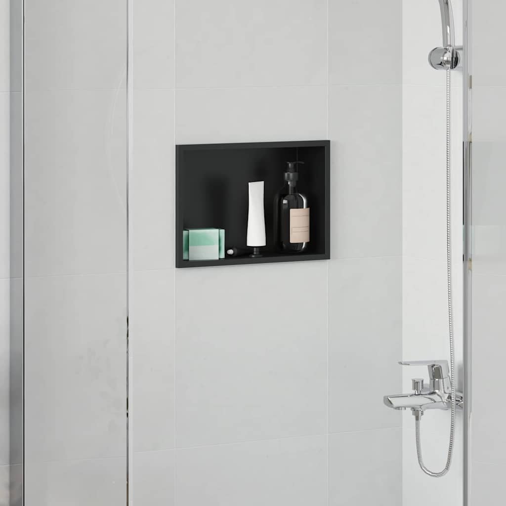 Nicchia per doccia Nero 30 x 20 x 9,5 cm Acciaio inossidabile | homemem39