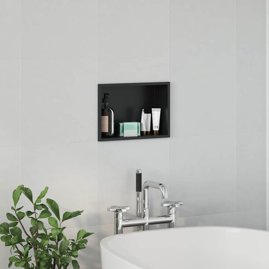 Nicchia per doccia Nero 30 x 20 x 9,5 cm Acciaio inossidabile | homemem39