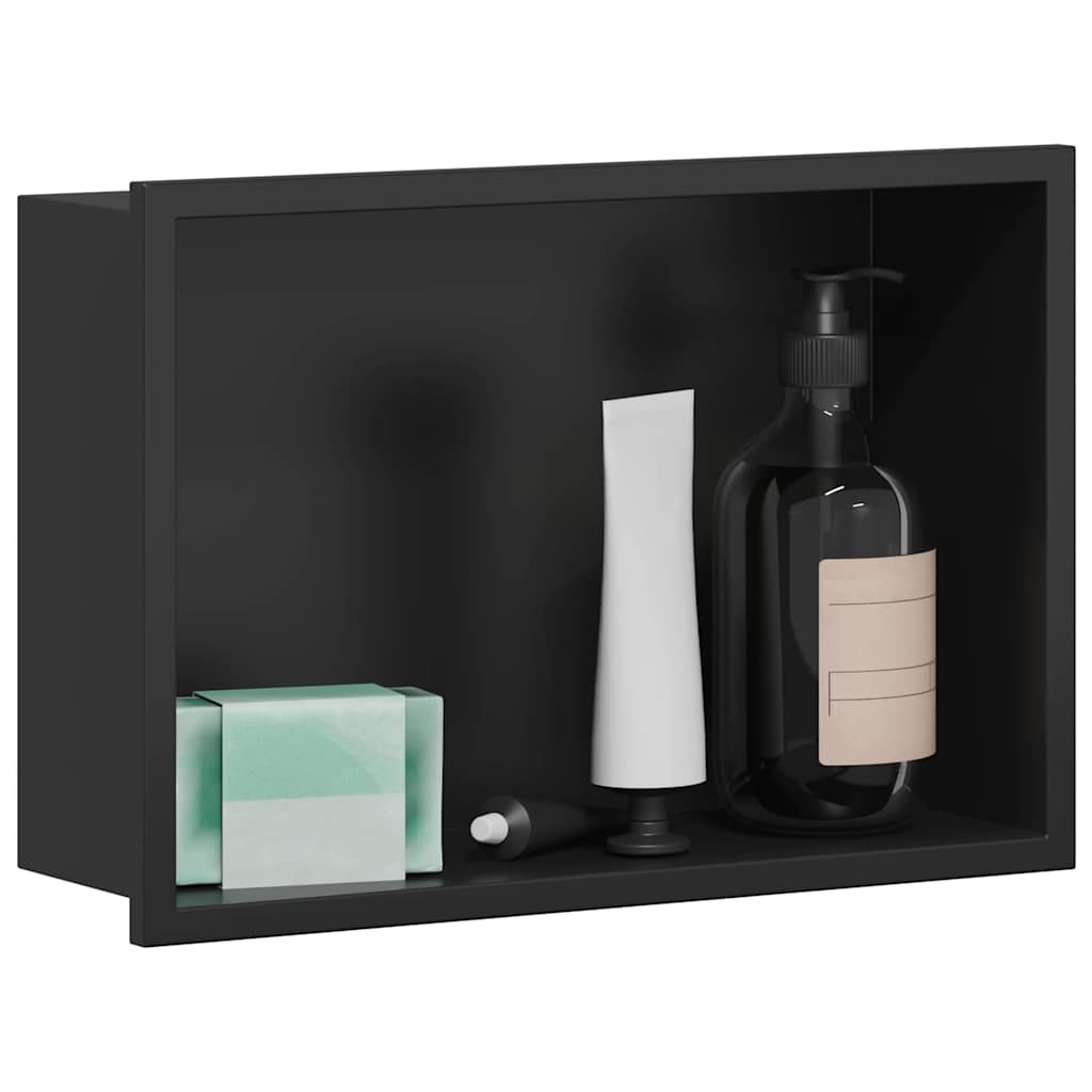 Nicchia per doccia Nero 30 x 20 x 9,5 cm Acciaio inossidabile | homemem39