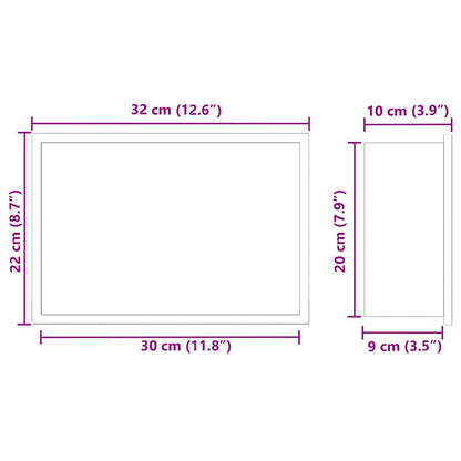 Nicchia per doccia Bianco 30 x 20 x 9,5 cm Acciaio inossidabile