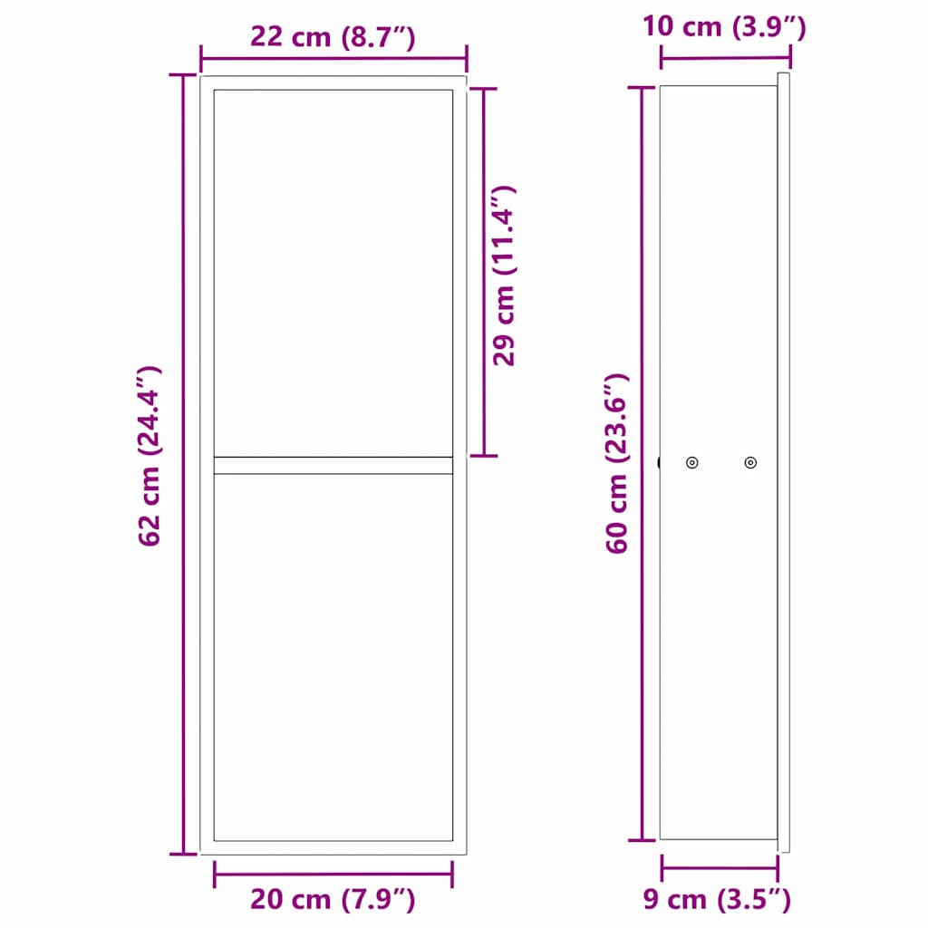 Nicchia per doccia Argento 60 x 20 x 9,5 cm | homemem39