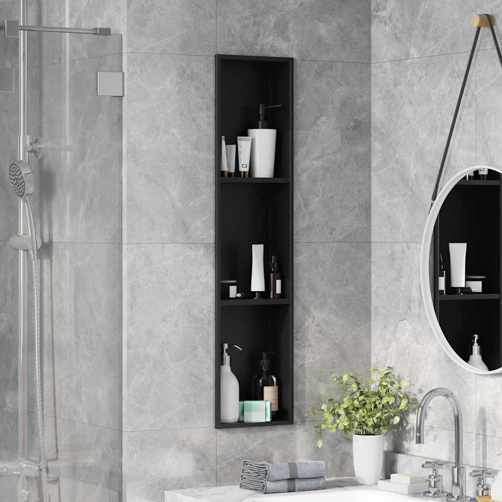 Nicchia per doccia Nero 90 x 20 x 9,5 cm Acciaio inossidabile | homemem39