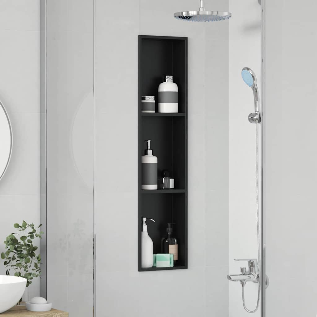 Nicchia per doccia Nero 90 x 20 x 9,5 cm Acciaio inossidabile | homemem39