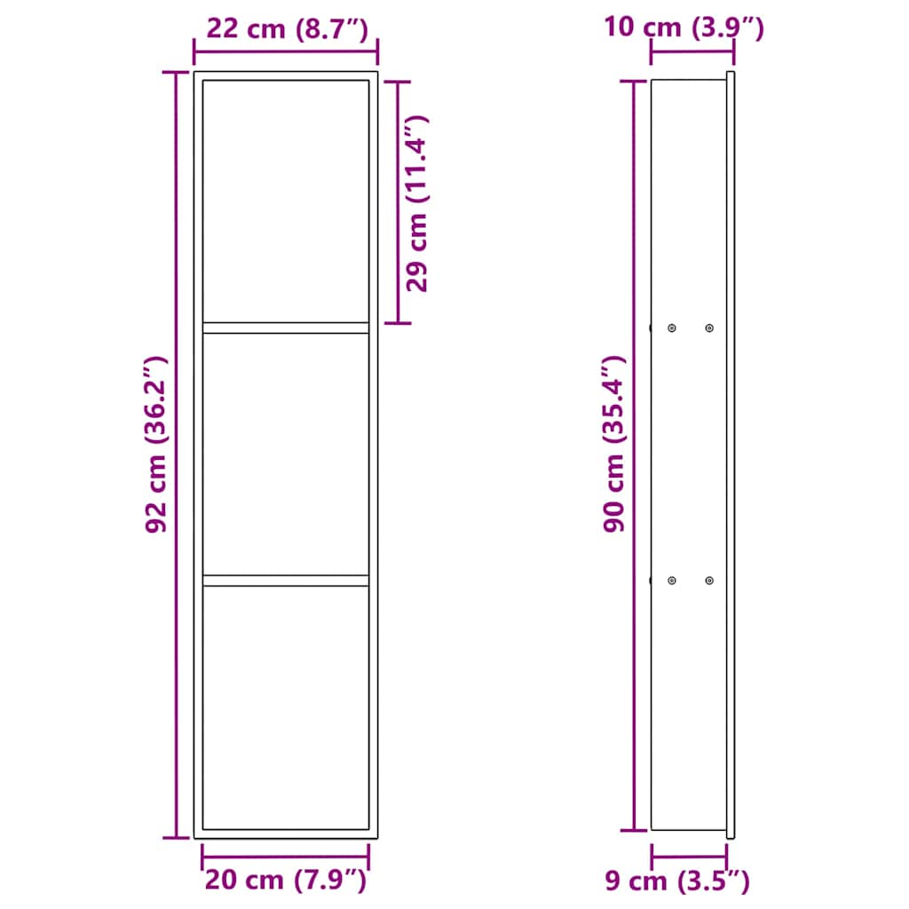 Nicchia per doccia Nero 90 x 20 x 9,5 cm Acciaio inossidabile | homemem39