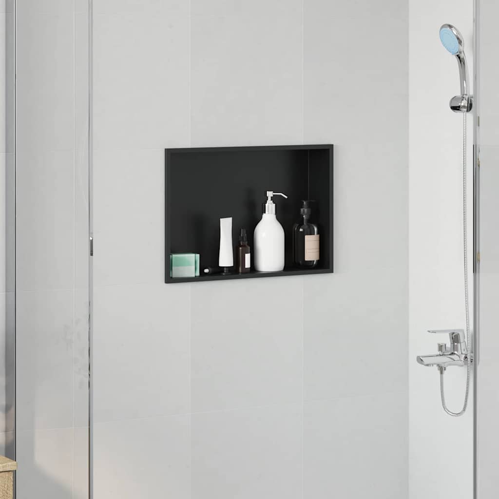 Nicchia per doccia Nero 45 x 30 x 9,5 cm Acciaio inossidabile | homemem39