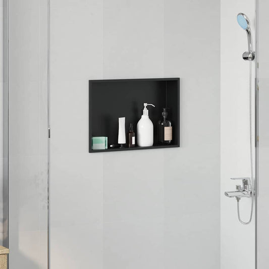 Nicchia per doccia Nero 45 x 30 x 9,5 cm Acciaio inossidabile