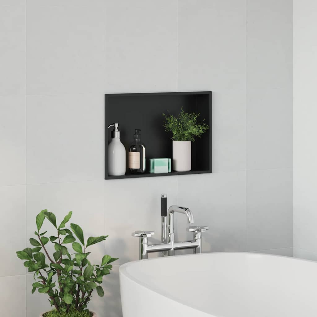 Nicchia per doccia Nero 45 x 30 x 9,5 cm Acciaio inossidabile | homemem39