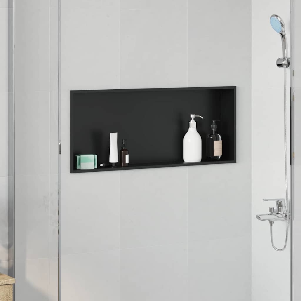 Nicchia per doccia Nero 75 x 30 x 9,5 cm Acciaio inossidabile