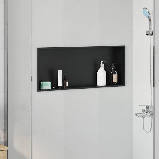 Nicchia per doccia Nero 75 x 30 x 9,5 cm Acciaio inossidabile