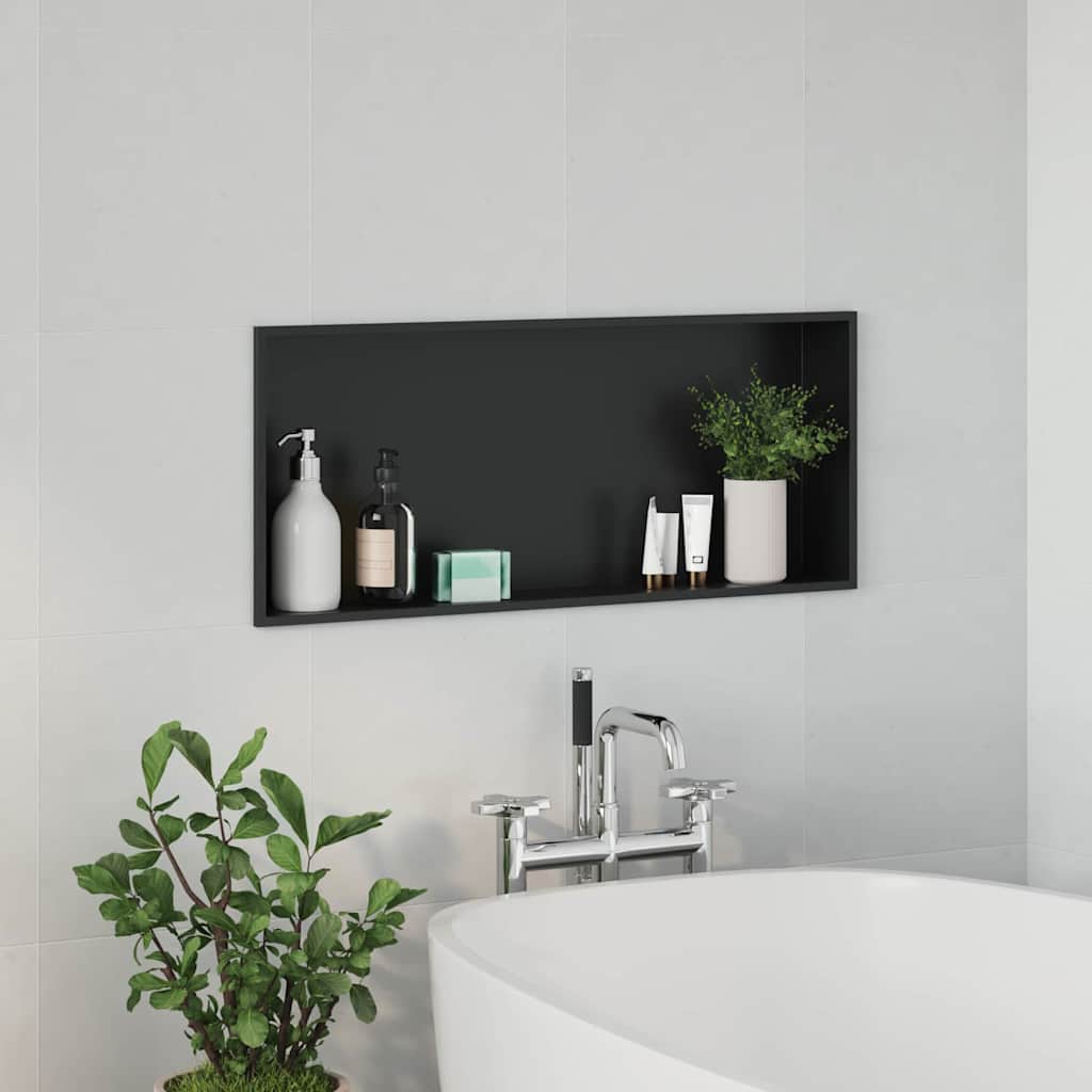 Nicchia per doccia Nero 75 x 30 x 9,5 cm Acciaio inossidabile | homemem39