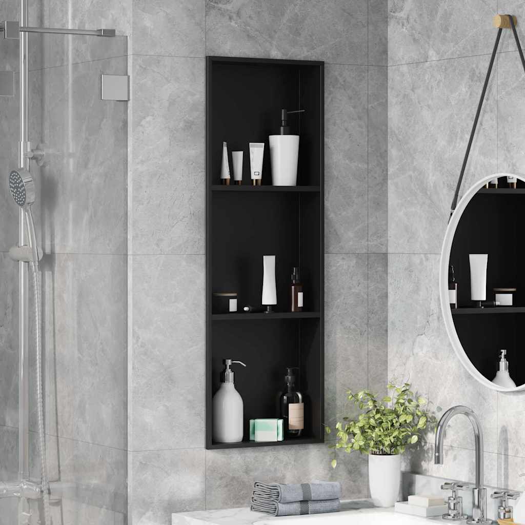 Nicchia per doccia Nero 92 x 32 x 10 cm Acciaio inossidabile | homemem39