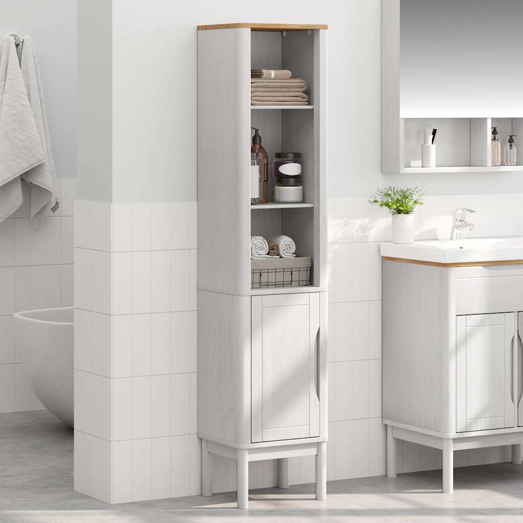 Mobiletto bagno alto con porta FLORO Bianco 35 x 30 x 160 cm | homemem39