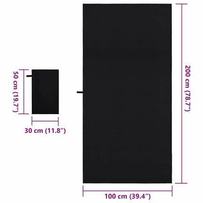 Set di Asciugamani Sportivi 2 pcs Nero Tessuto