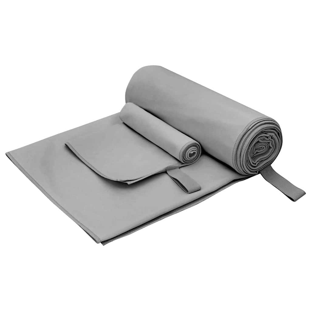 Set di Asciugamani Sportivi 2 pcs Grigio scuro Tessuto