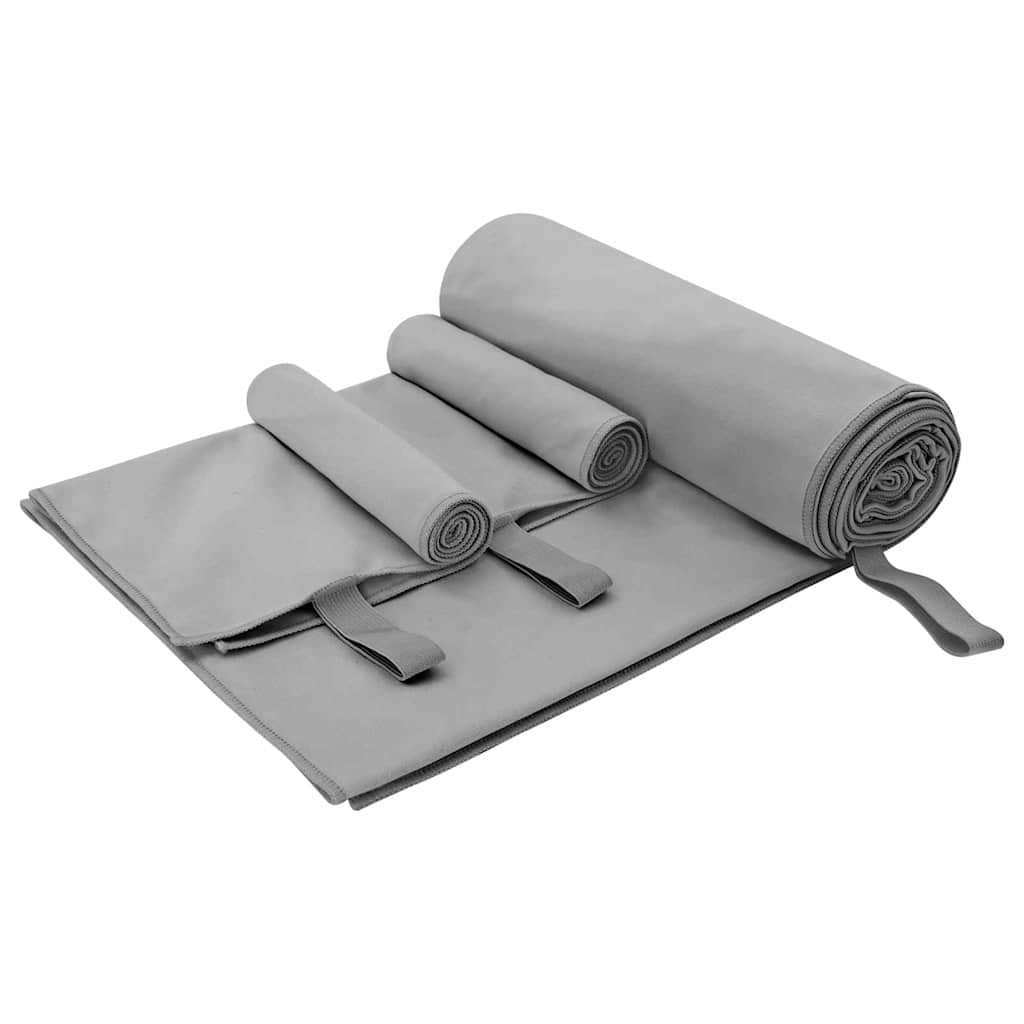 Set di Asciugamani Sportivi 3 pcs Grigio scuro