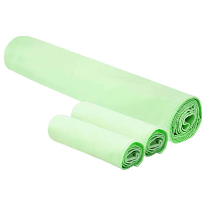 Set di Asciugamani Sportivi 3 pcs Verde Poliestere e poliammide