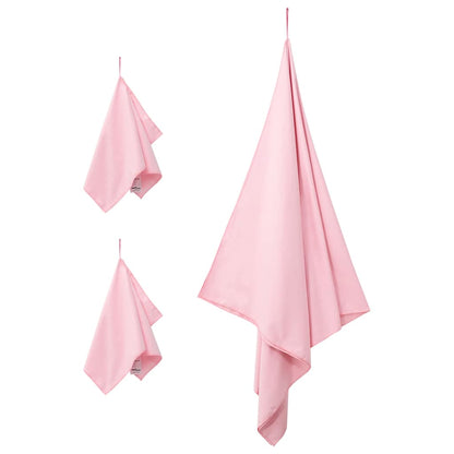Set di Asciugamani Sportivi 3 pcs Rosa Poliestere e poliammide
