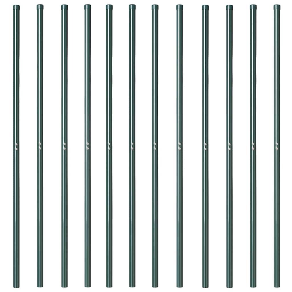 Palo della recinzione 12 pcs Verde Acciaio Verniciato a Polvere | homemem39