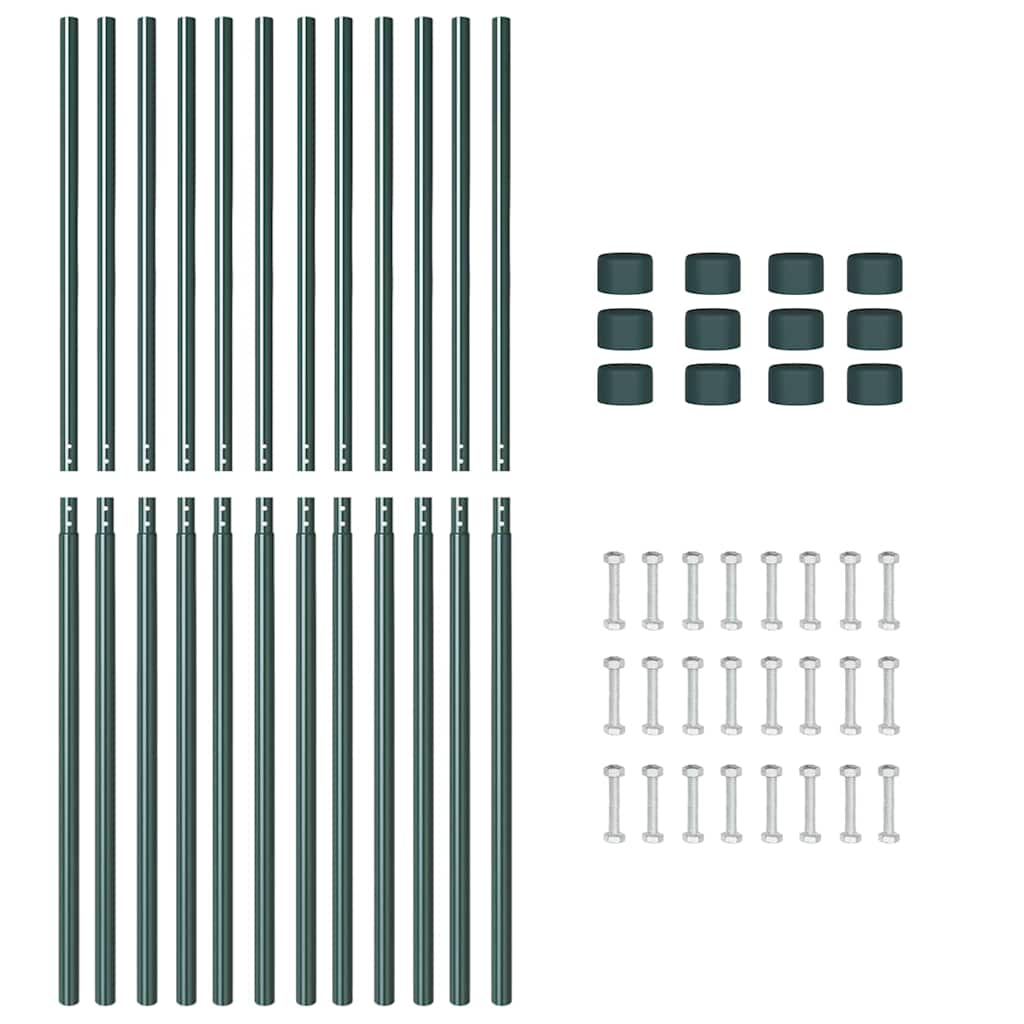 Palo della recinzione 12 pcs Verde Acciaio Verniciato a Polvere | homemem39