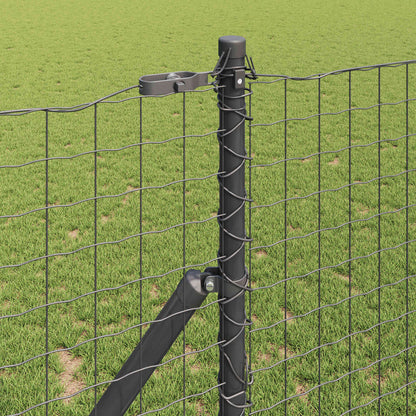 Palo della recinzione 2 pcs Grigio Acciaio Verniciato a Polvere | homemem39