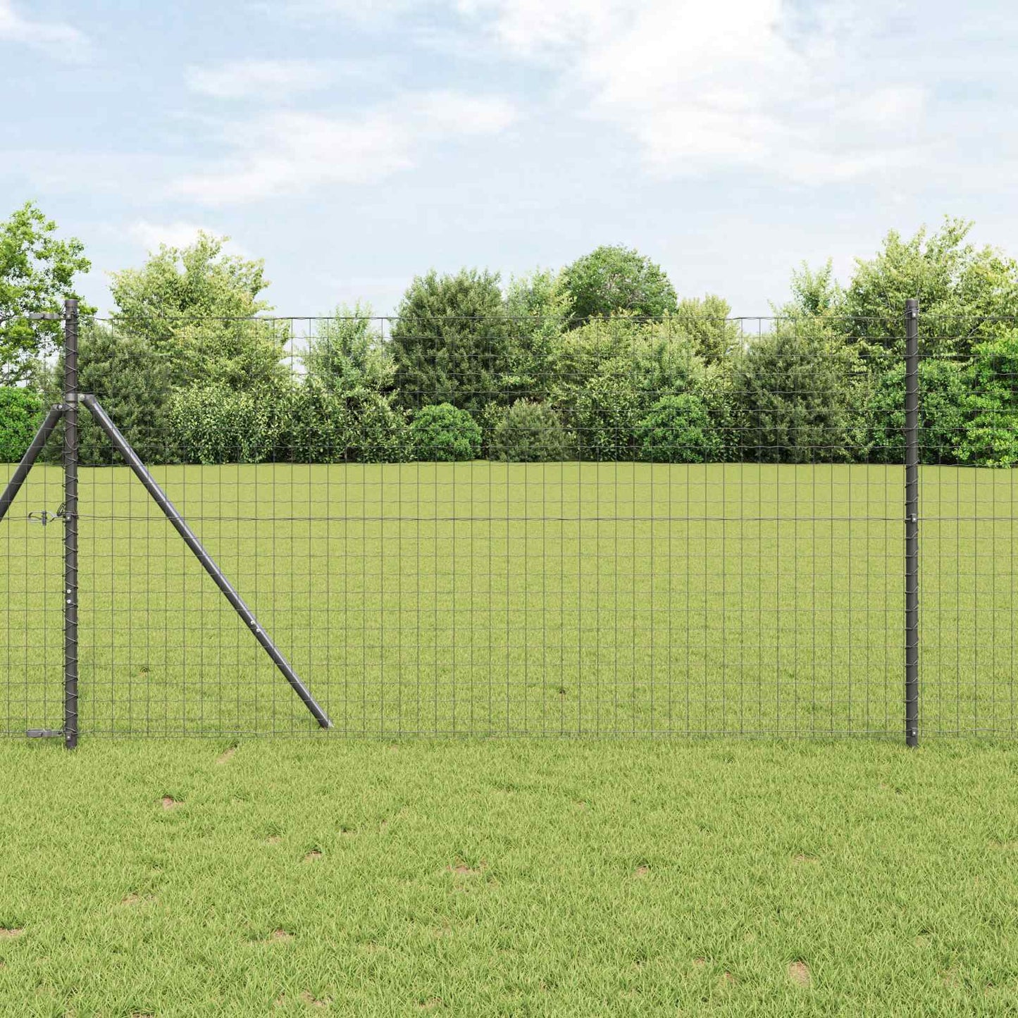 Palo della recinzione 2 pcs Grigio Acciaio Verniciato a Polvere | homemem39