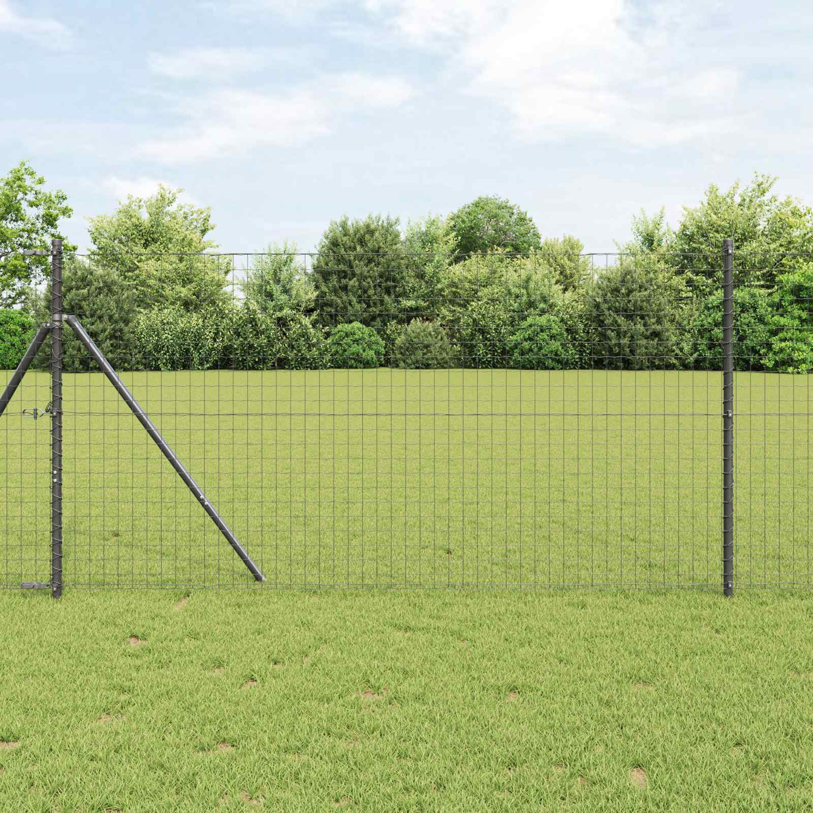 Palo della recinzione 2 pcs Grigio Acciaio Verniciato a Polvere | homemem39