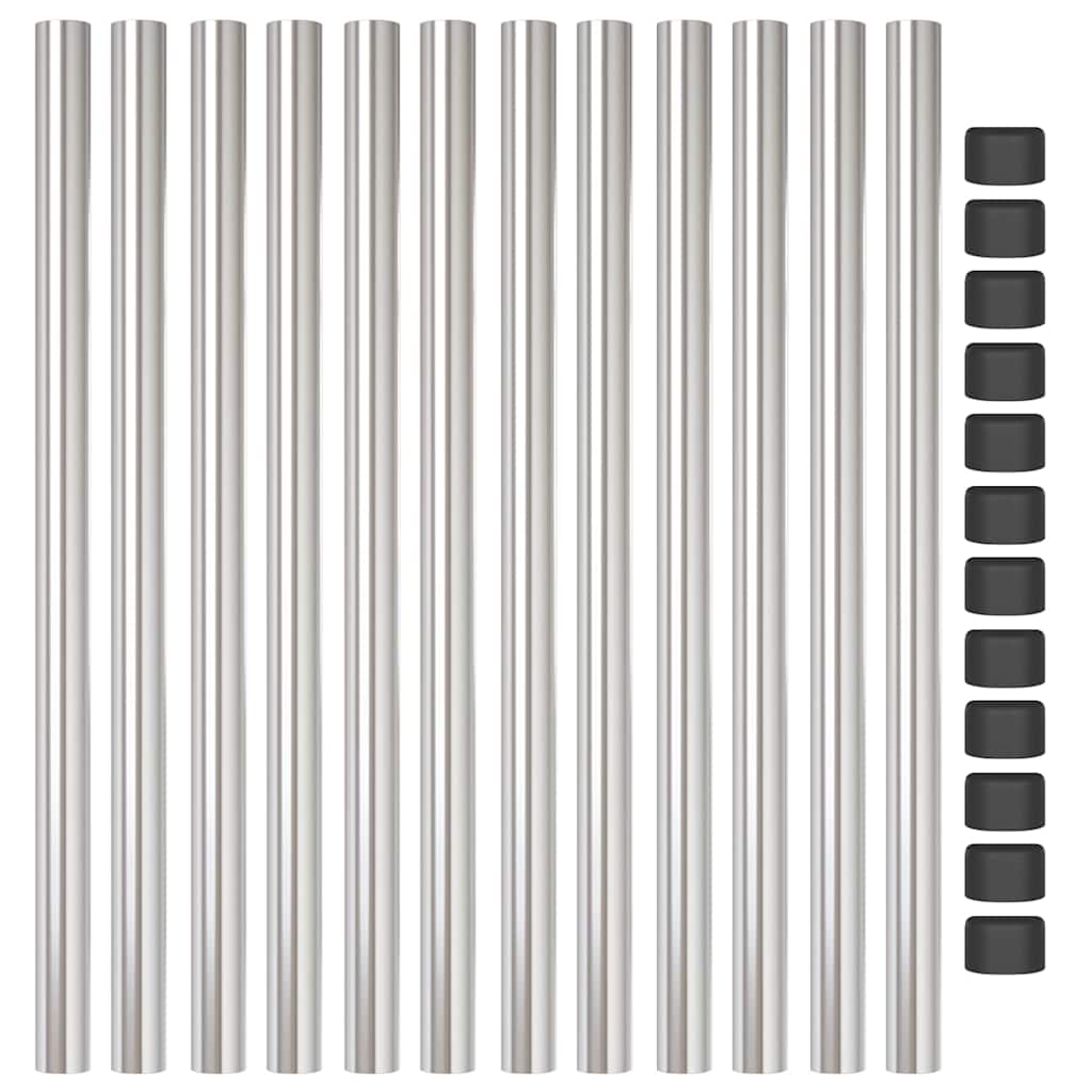 Palo della recinzione 12 pcs Argento 60 cm | homemem39