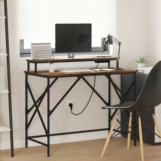 Scrivania Rovere fumé 100 x 50 x 86,5 cm Legno multistrato | homemem39