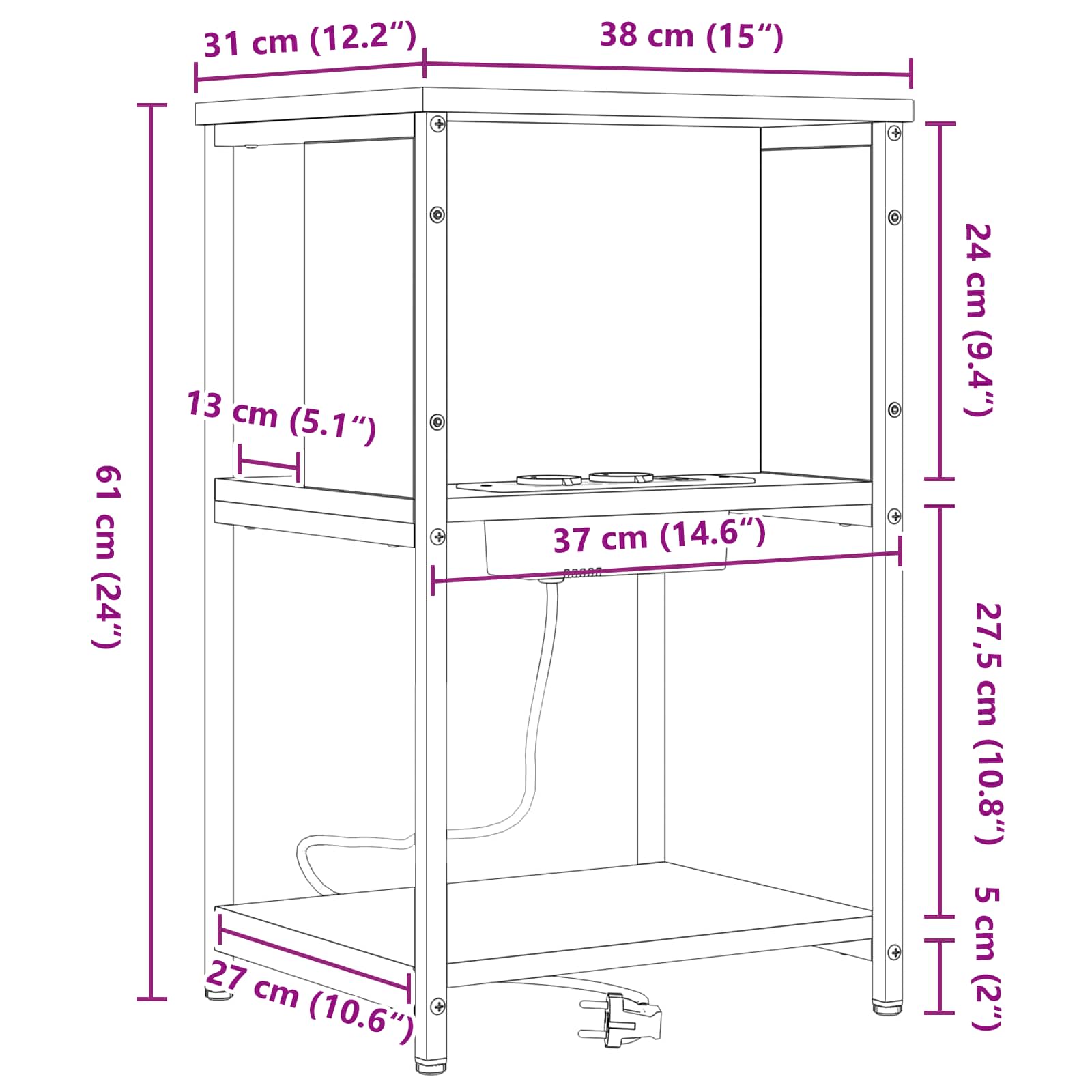 Armadio da Notte Rovere Sonoma 38 x 31 x 61 cm | homemem39