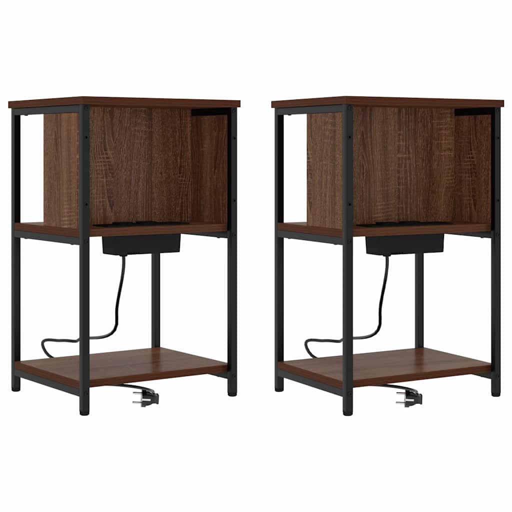 Armadio da Notte 2 pcs Rovere Marrone 38 x 31 x 61 cm | homemem39