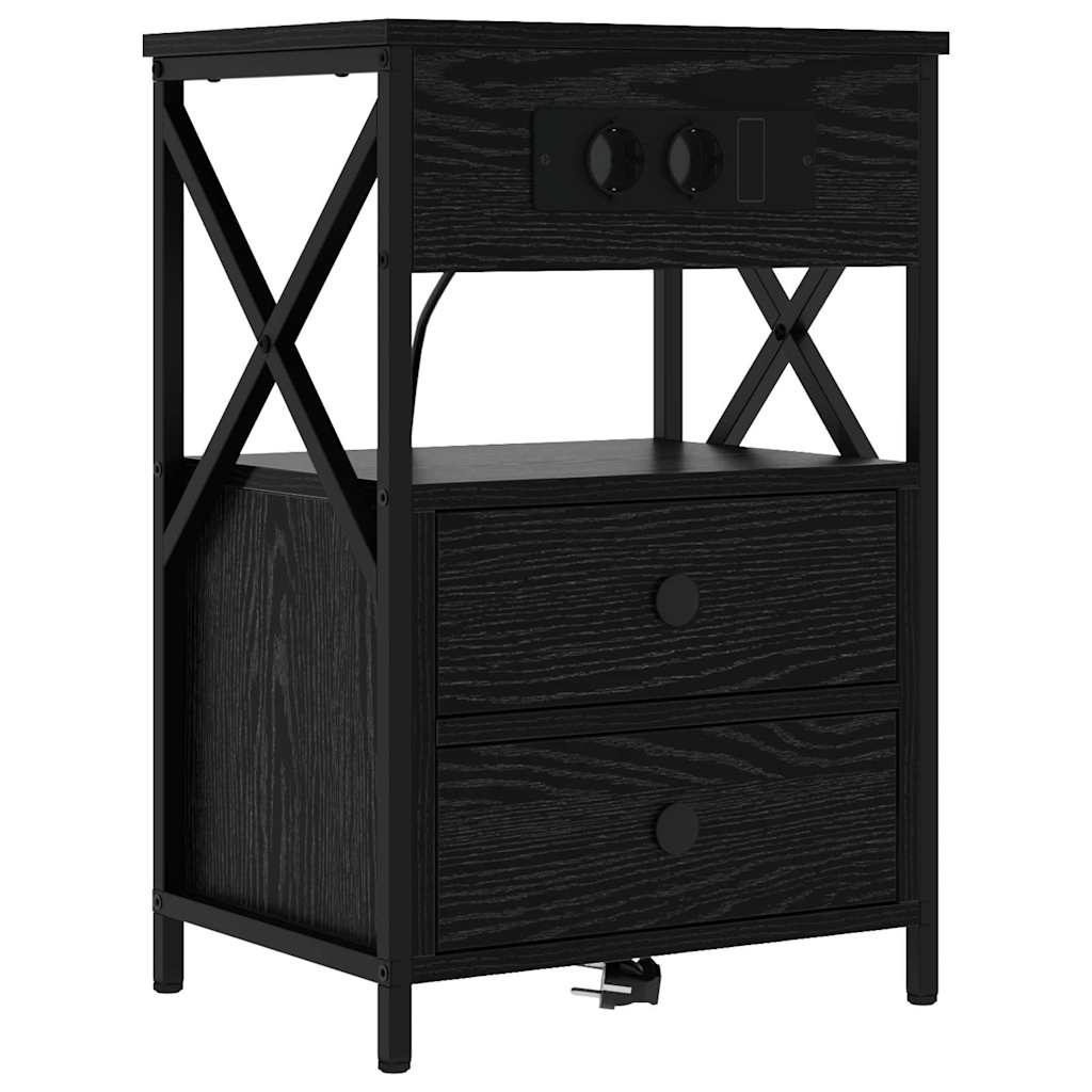 Armadio da Notte Rovere Nero 40 x 31 x 60 cm Legno multistrato | homemem39