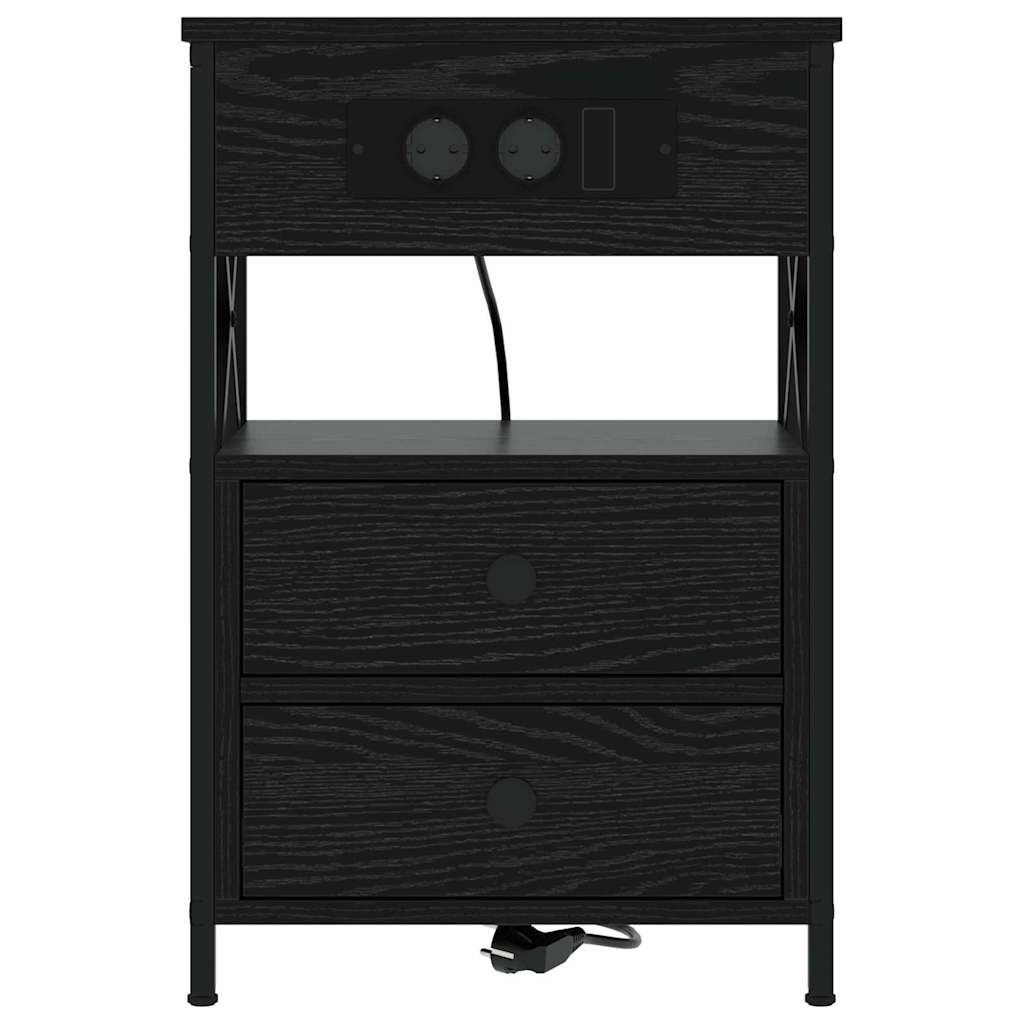 Armadio da Notte Rovere Nero 40 x 31 x 60 cm Legno multistrato | homemem39