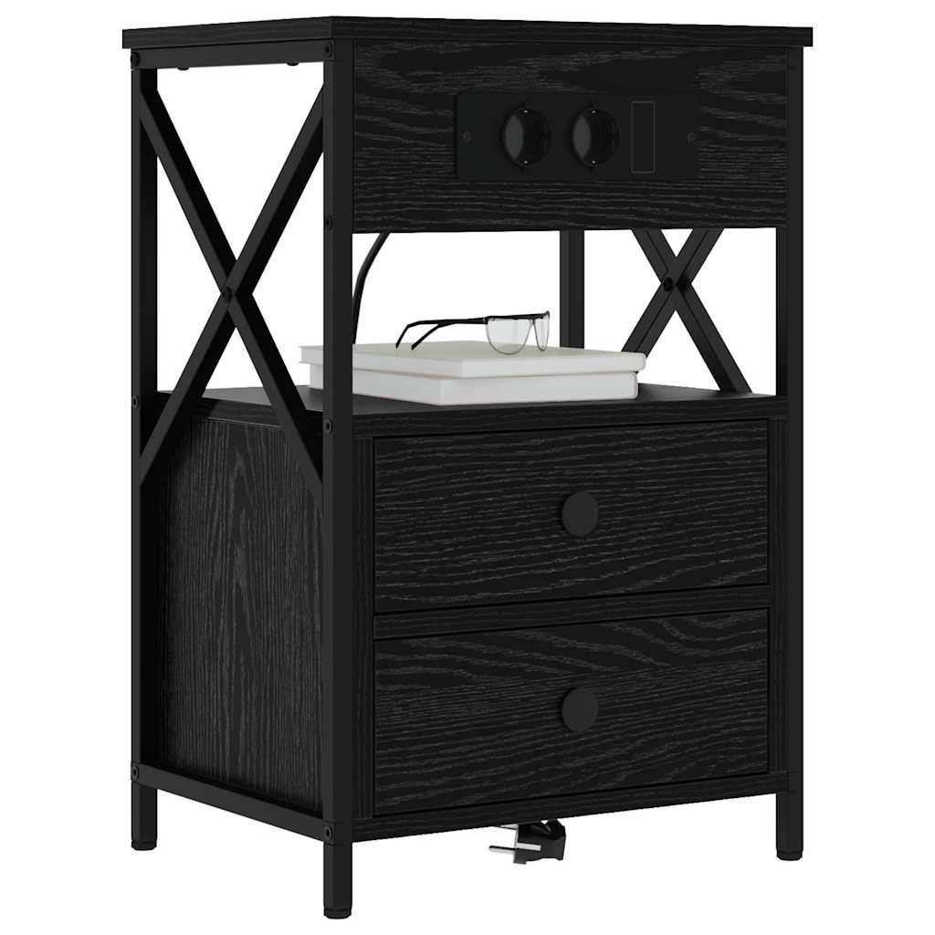 Armadio da Notte Rovere Nero 40 x 31 x 60 cm Legno multistrato | homemem39