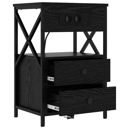 Armadio da Notte con cassetto 2 pcs Rovere Nero 40 x 31 x 60 cm | homemem39