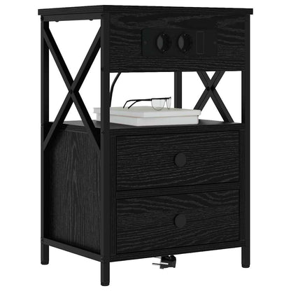 Armadio da Notte con cassetto 2 pcs Rovere Nero 40 x 31 x 60 cm | homemem39