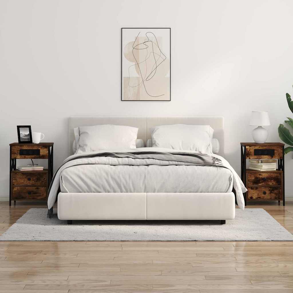 Armadio da Notte con cassetto 2 pcs Rovere fumé 40 x 31 x 60 cm | homemem39