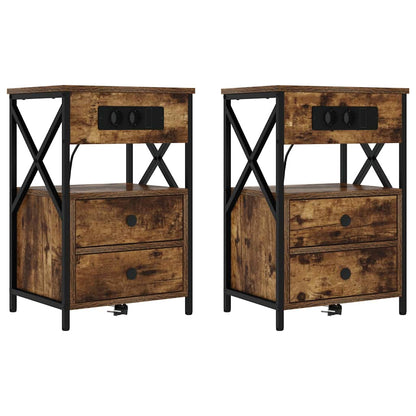 Armadio da Notte con cassetto 2 pcs Rovere fumé 40 x 31 x 60 cm | homemem39