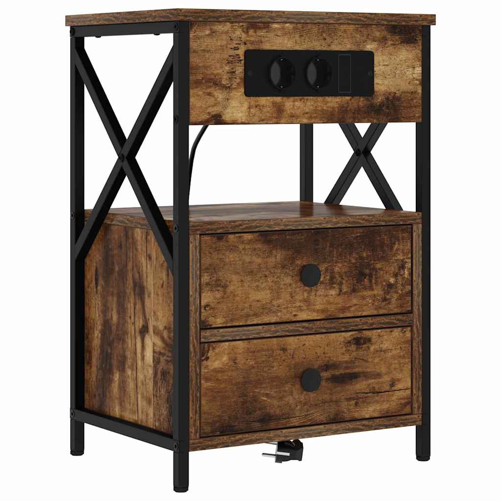 Armadio da Notte con cassetto 2 pcs Rovere fumé 40 x 31 x 60 cm | homemem39