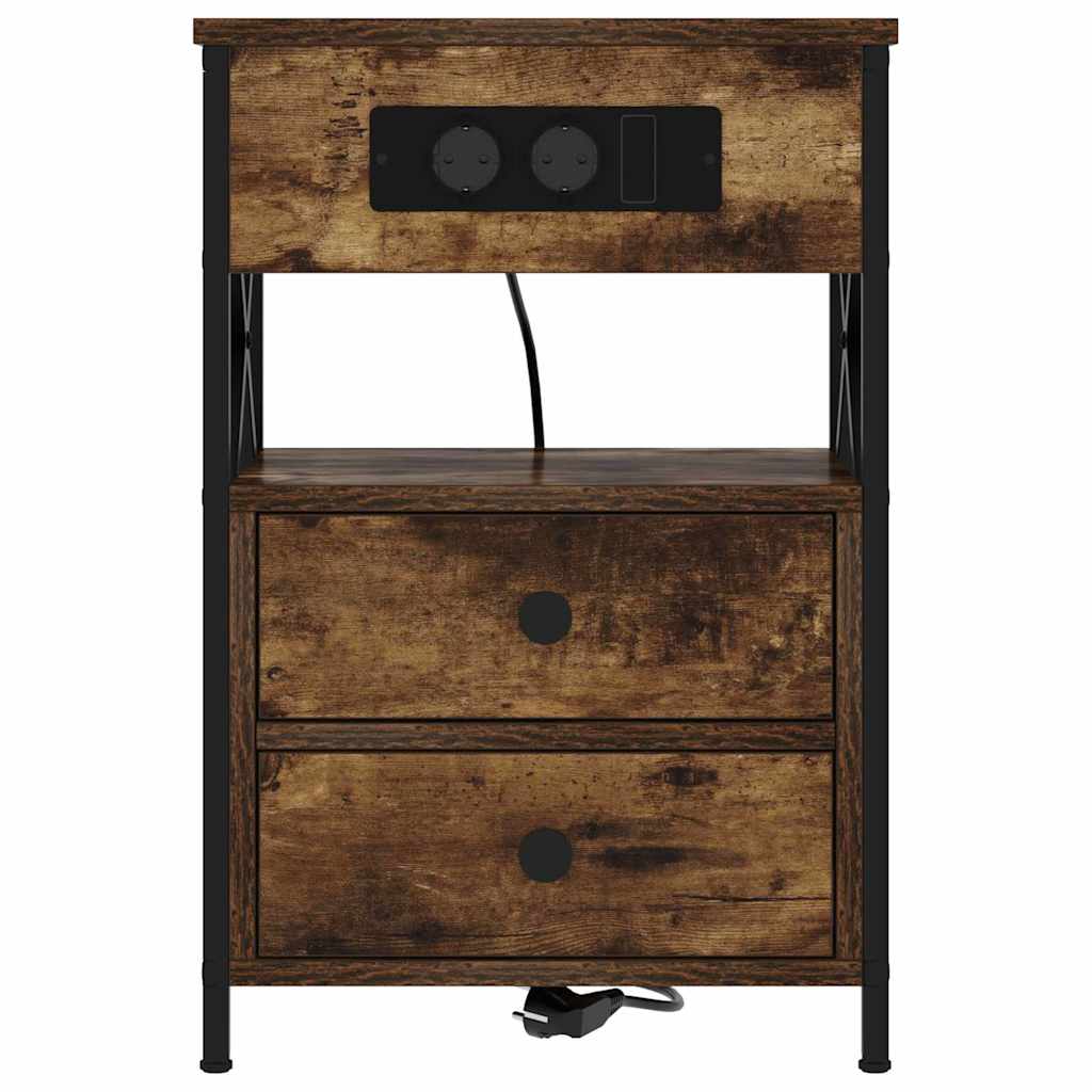 Armadio da Notte con cassetto 2 pcs Rovere fumé 40 x 31 x 60 cm | homemem39
