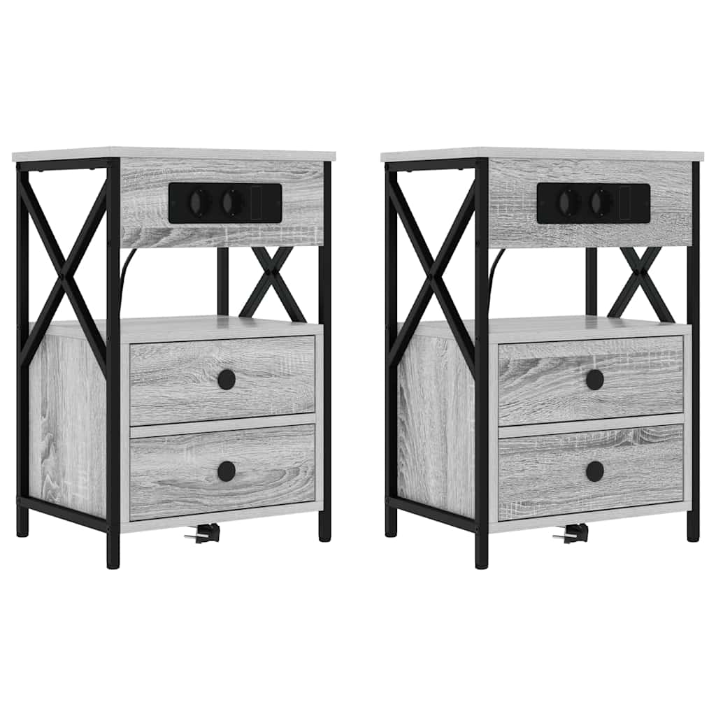 Armadio da Notte 2 pcs Grigio Sonoma 40 x 31 x 60 cm | homemem39