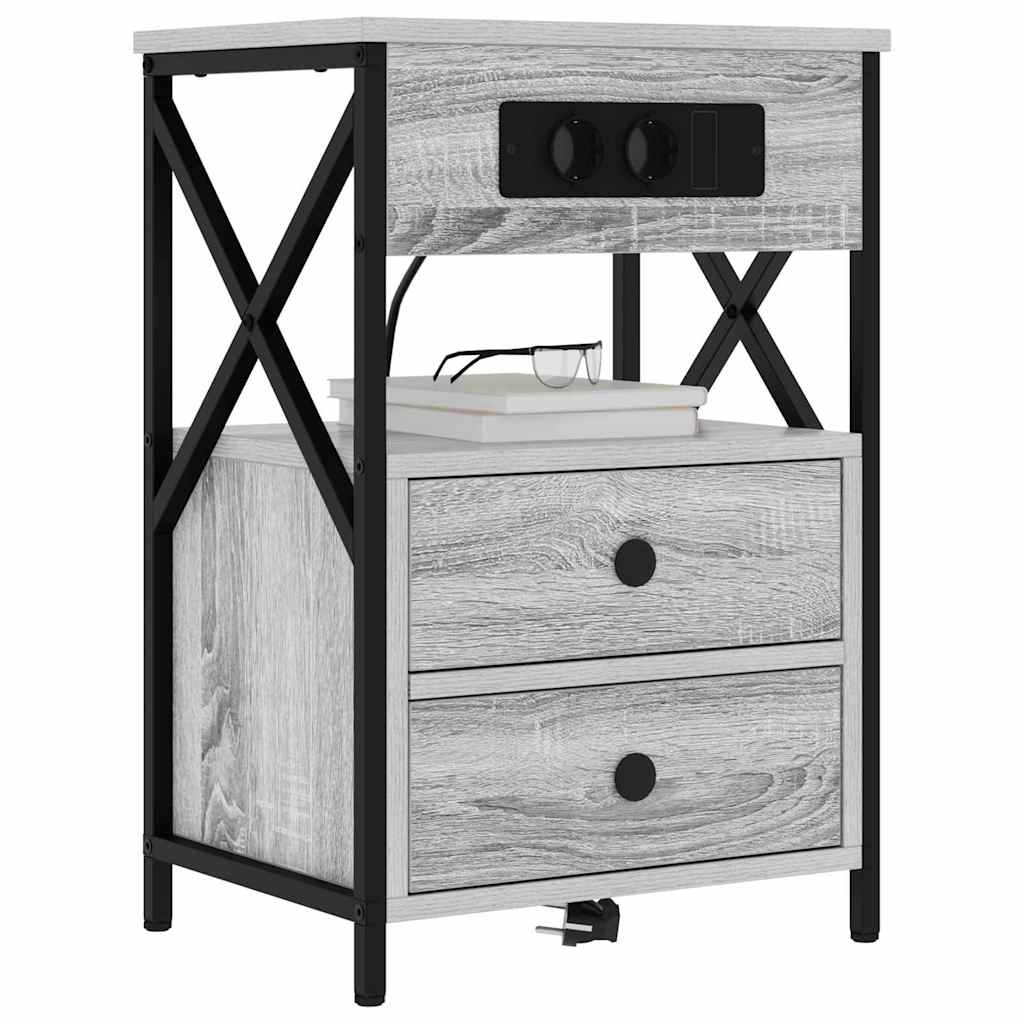 Armadio da Notte 2 pcs Grigio Sonoma 40 x 31 x 60 cm