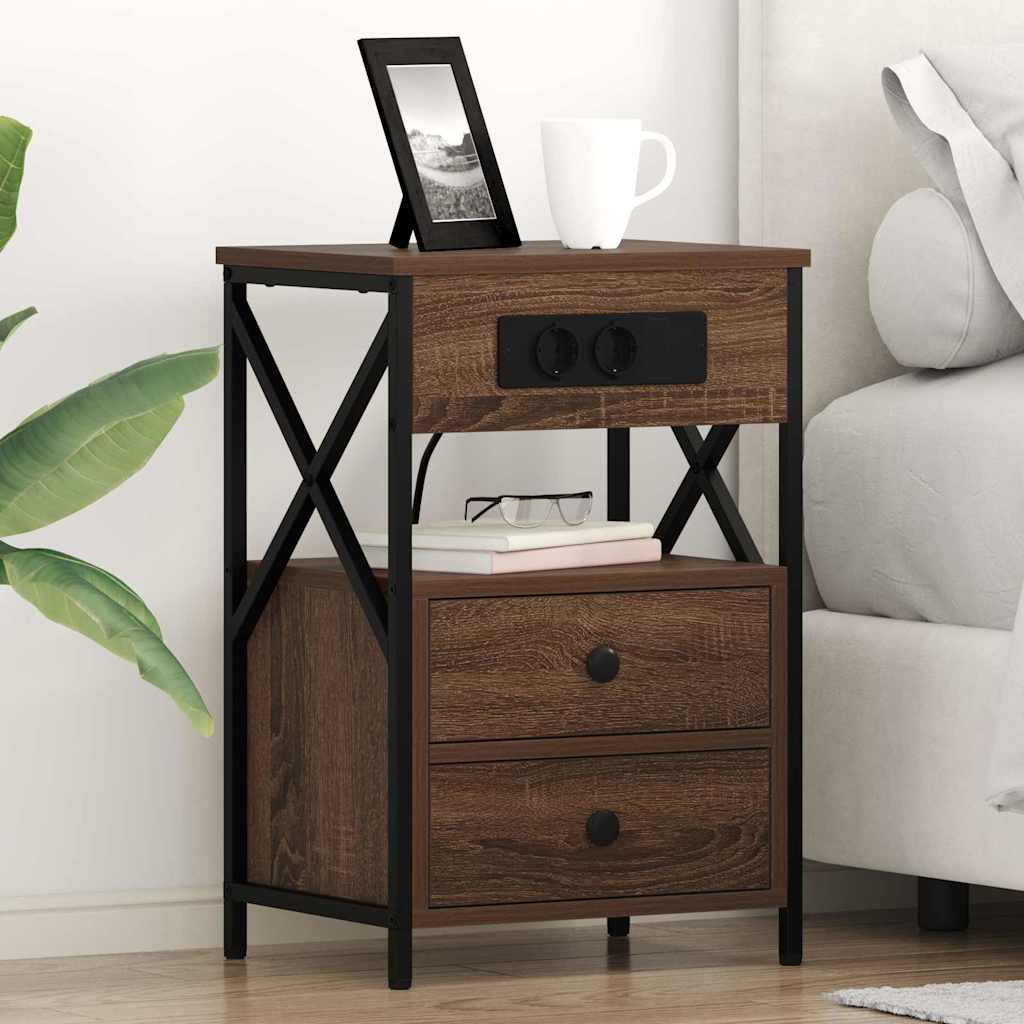 Armadio da Notte con cassetto Rovere Marrone 40 x 31 x 60 cm | homemem39