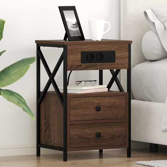 Armadio da Notte con cassetto Rovere Marrone 40 x 31 x 60 cm | homemem39