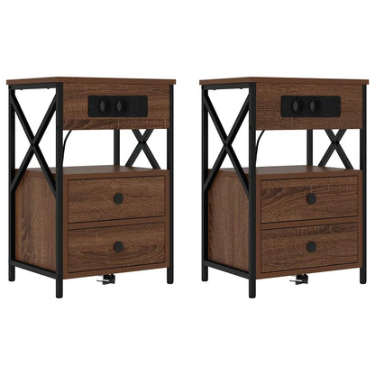 Armadio da Notte 2 pcs Rovere Marrone 40 x 31 x 60 cm | homemem39