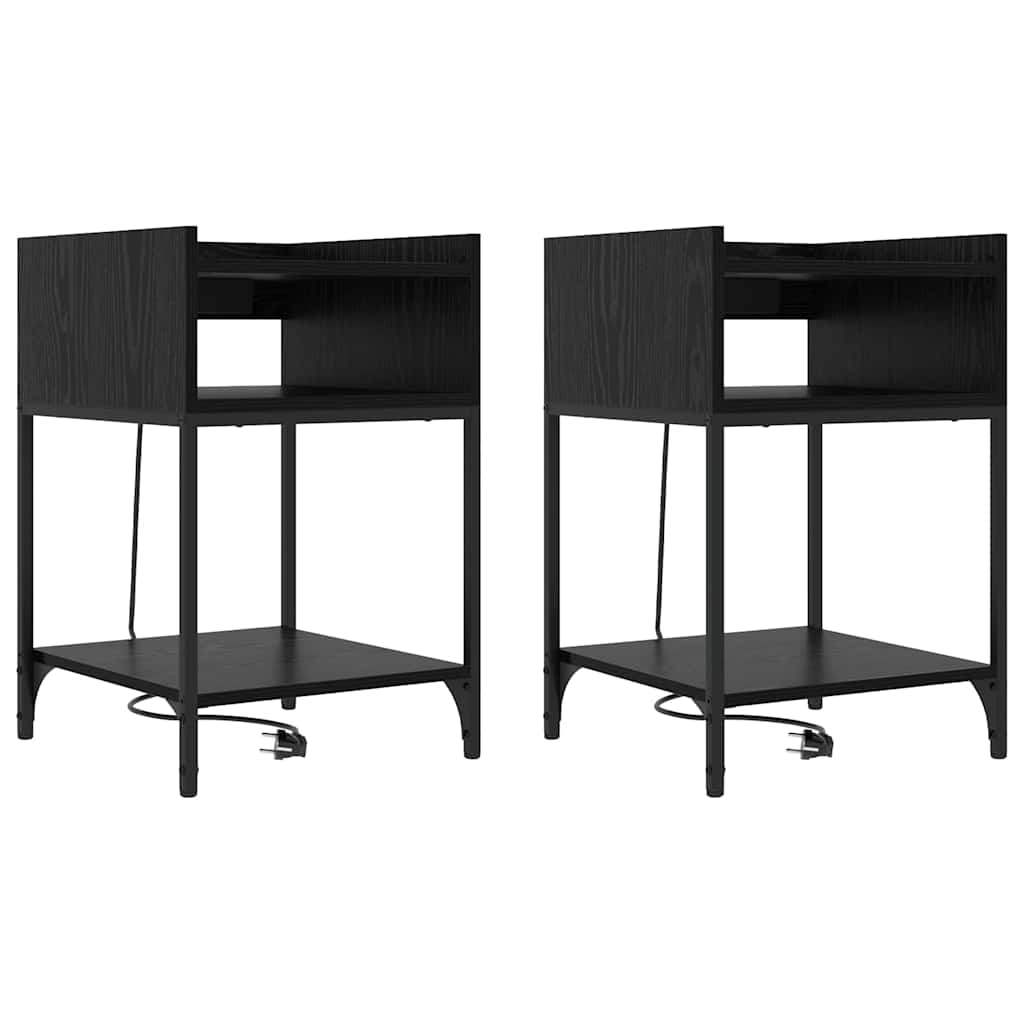 Armadio da Notte 2 pcs Rovere Nero 40 x 40 x 61 cm