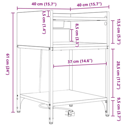 Armadio da Notte con lo scaffale Rovere Sonoma 40 x 40 x 61 cm | homemem39