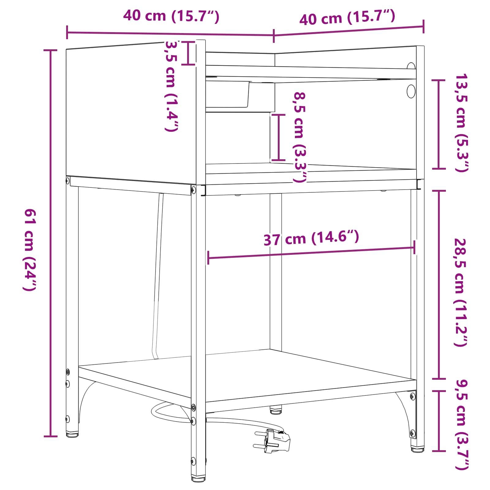 Armadio da Notte 2 pcs Rovere Sonoma 40 x 40 x 61 cm | homemem39