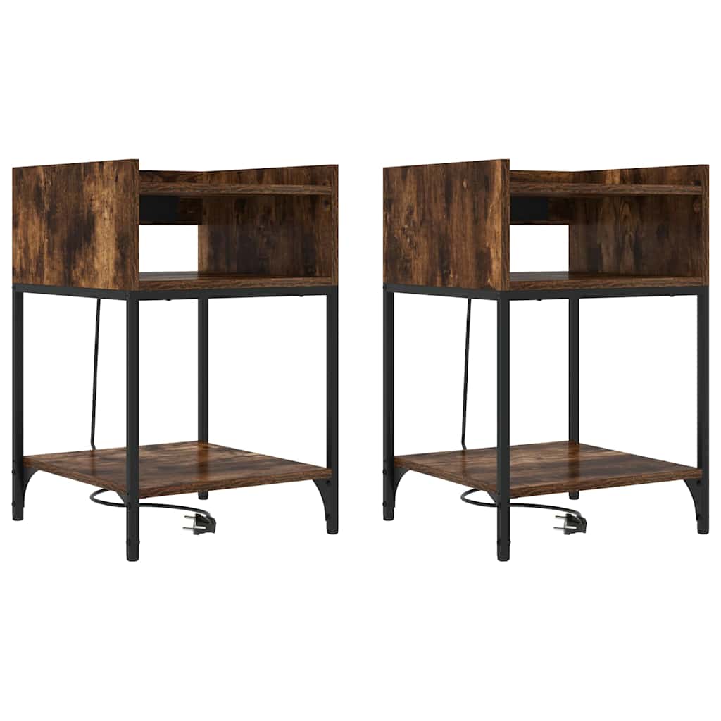 Armadio da Notte 2 pcs Rovere fumé 40 x 40 x 61 cm | homemem39